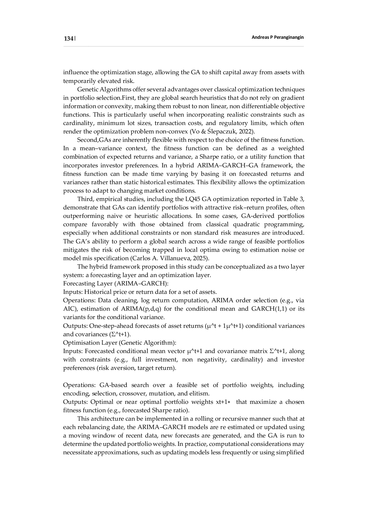 JURIS Integrating Machine Learning into Portfolio Optimization A Hybrid ARIMA GARCH Predictive Model with Genetic Algorithm