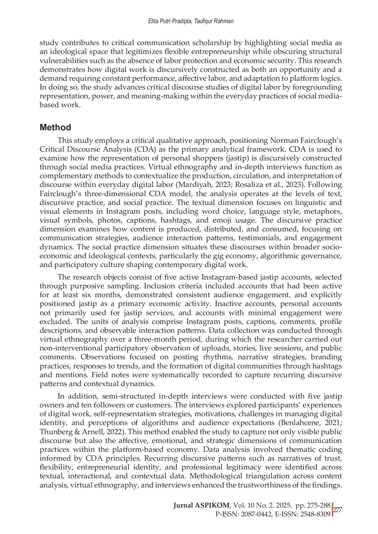 JURIS Personal shopper Jastip and the representation of digital workers A critical study of social media discourse in the gig economy