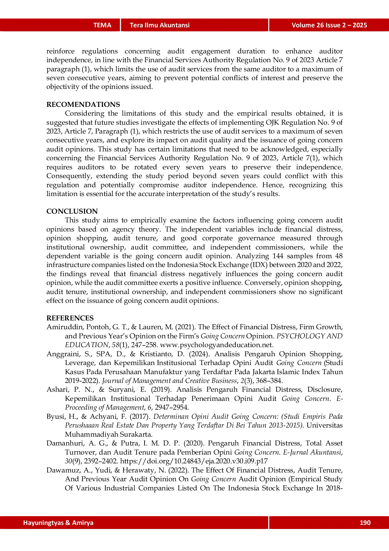JURIS Behind the Seal Determinants of Going Concern Audit Opinions