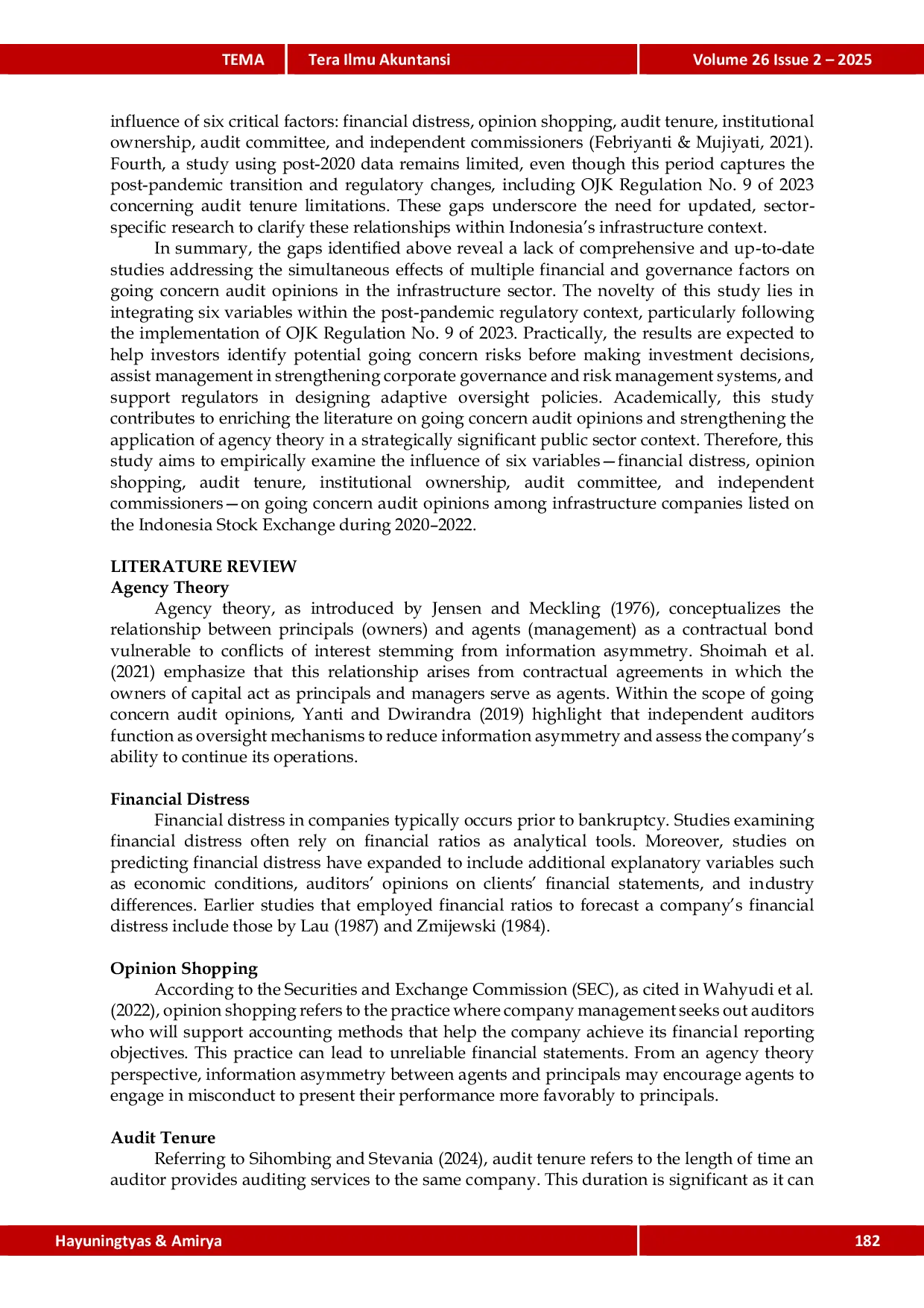 JURIS Behind the Seal Determinants of Going Concern Audit Opinions