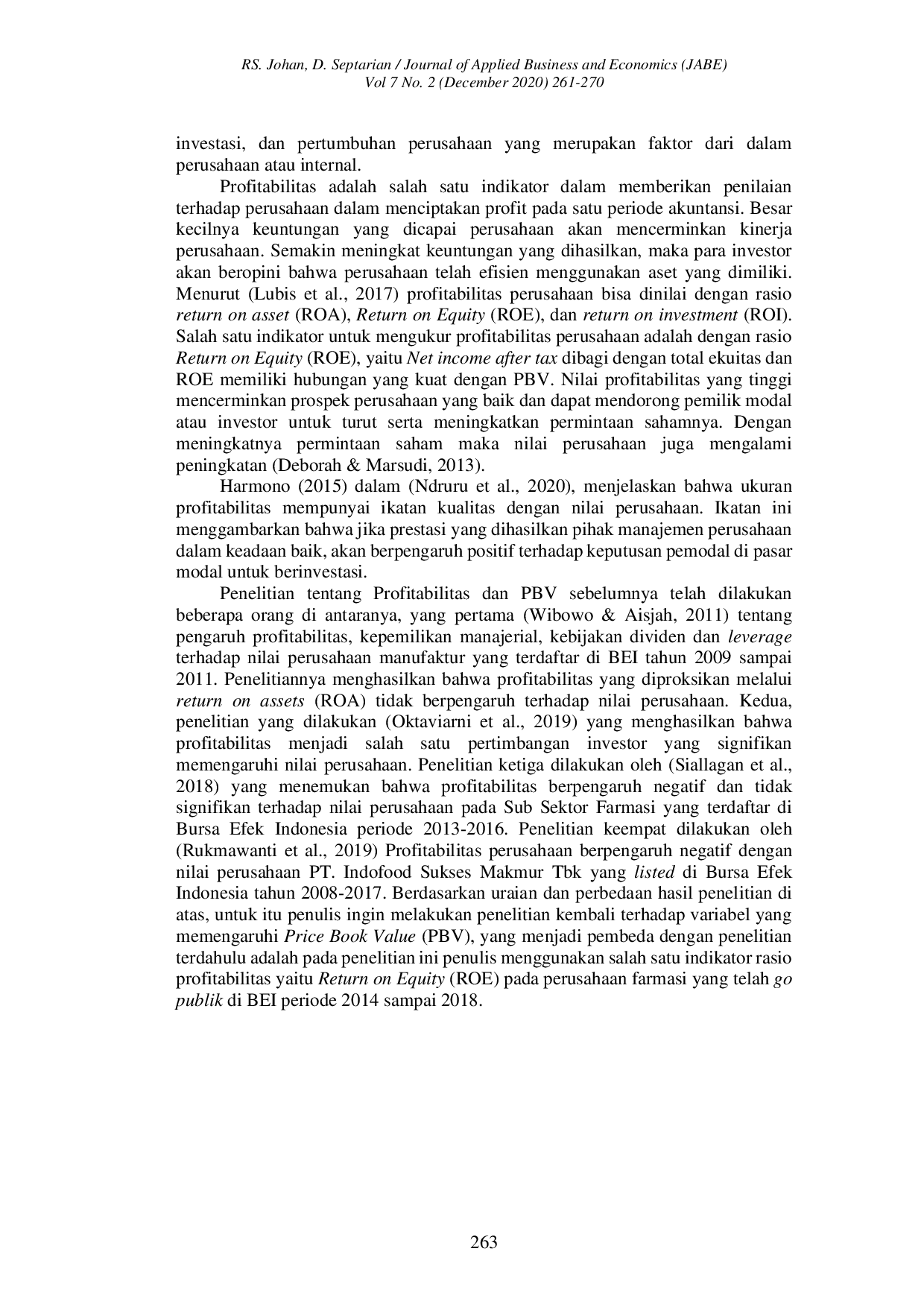 JURIS Pengaruh Profitabilitas Terhadap Nilai Perusahaan Farmasi Yang Terdaftar Di Bei Periode 2014 Sampai 2018