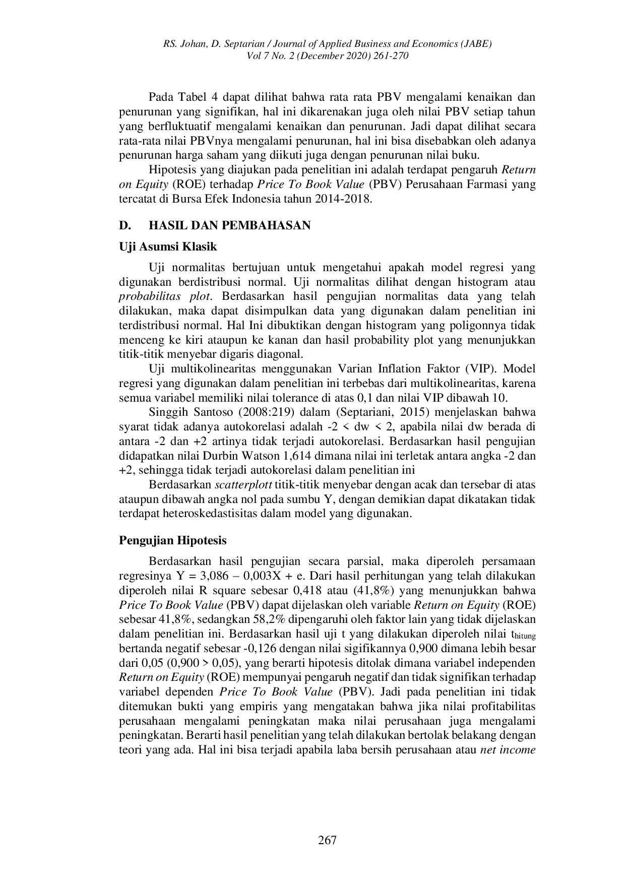 JURIS Pengaruh Profitabilitas Terhadap Nilai Perusahaan Farmasi Yang Terdaftar Di Bei Periode 2014 Sampai 2018