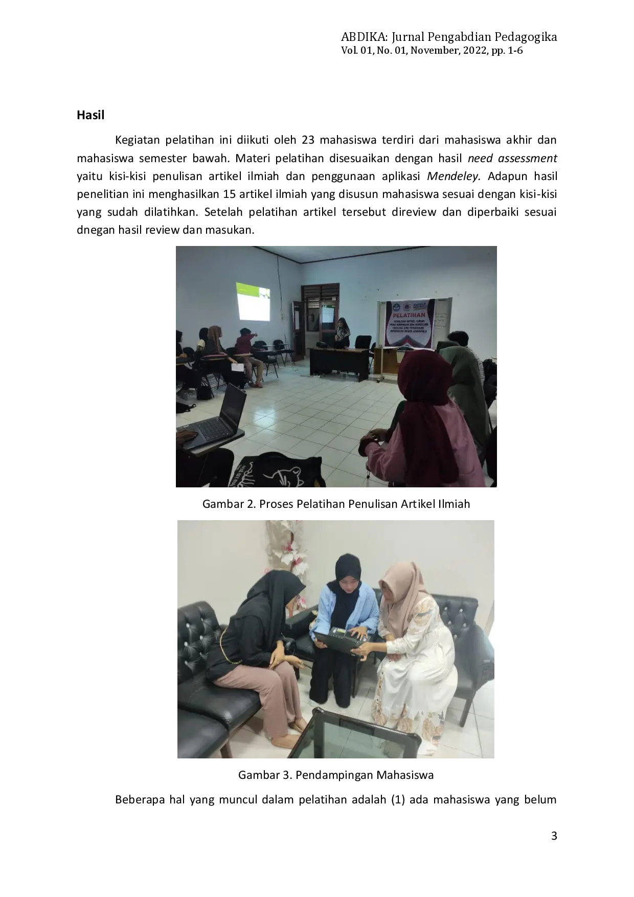 juris Peningkatan Kualitas Artikel Ilmiah Mahasiswa melalui Pelatihan Penulisan Artikel Ilmiah