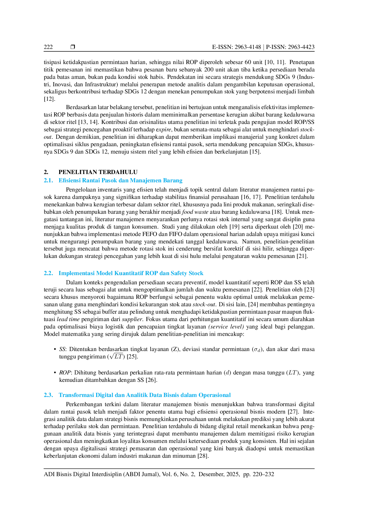 JURIS Implementasi ROP Dalam Pengendalian Stok Untuk Meminimalkan Kerugian Akibat Kedarluasa