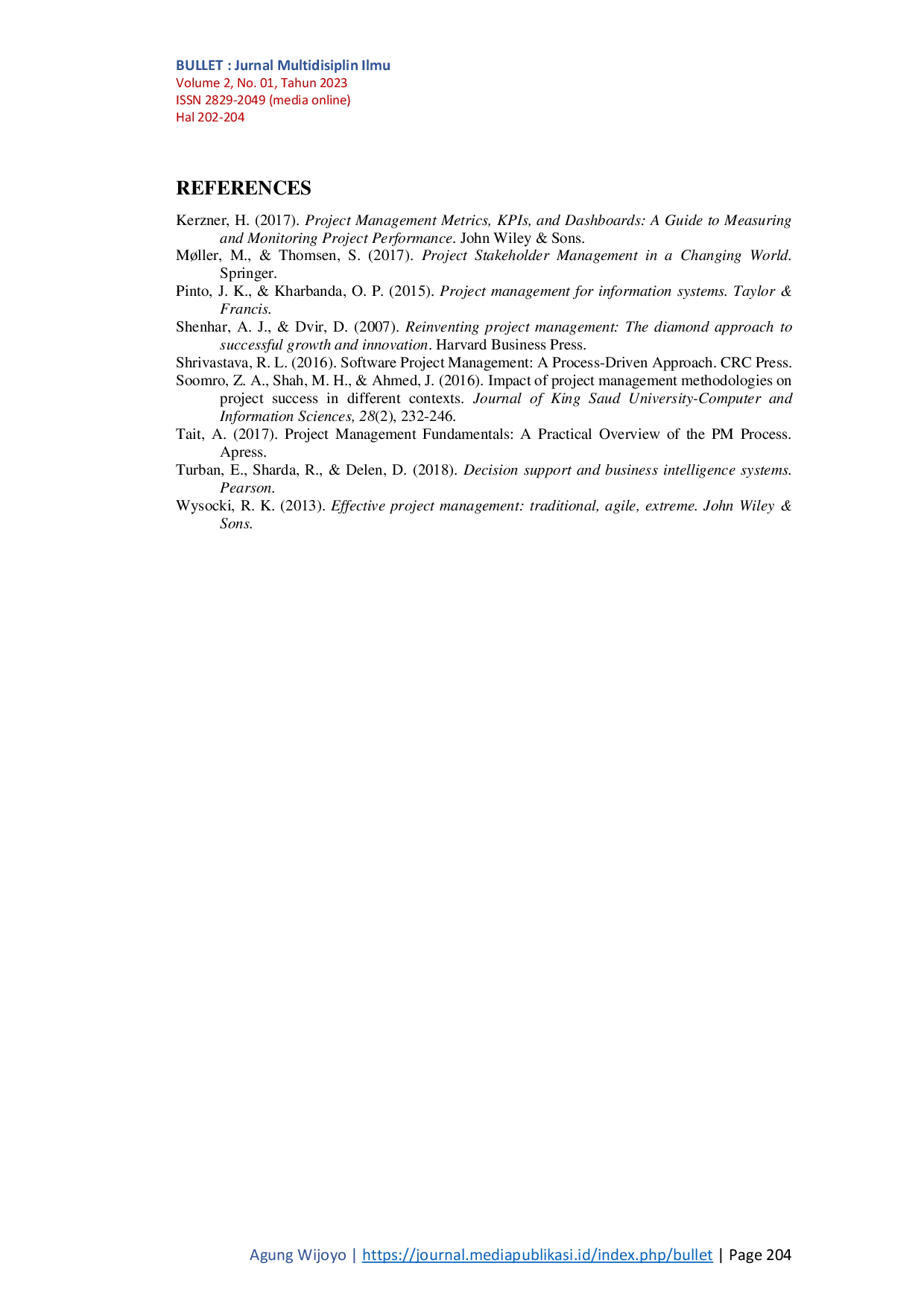 JURIS Analisis Faktor Faktor Yang Mempengaruhi Keberhasilan Manajemen Proyek Informatika Di Organisasi