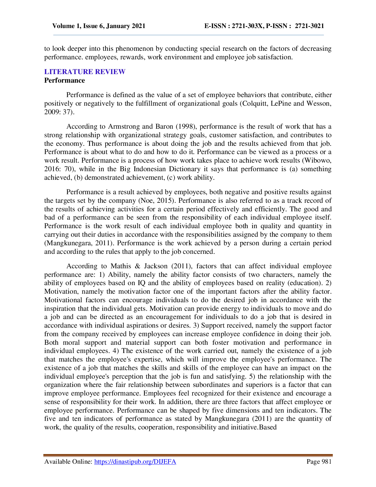 juris Effect of Reward and Work Environment on Employee Performance Through Work Satisfaction as a Mediation Study on Employees of PT International Chemical Industry