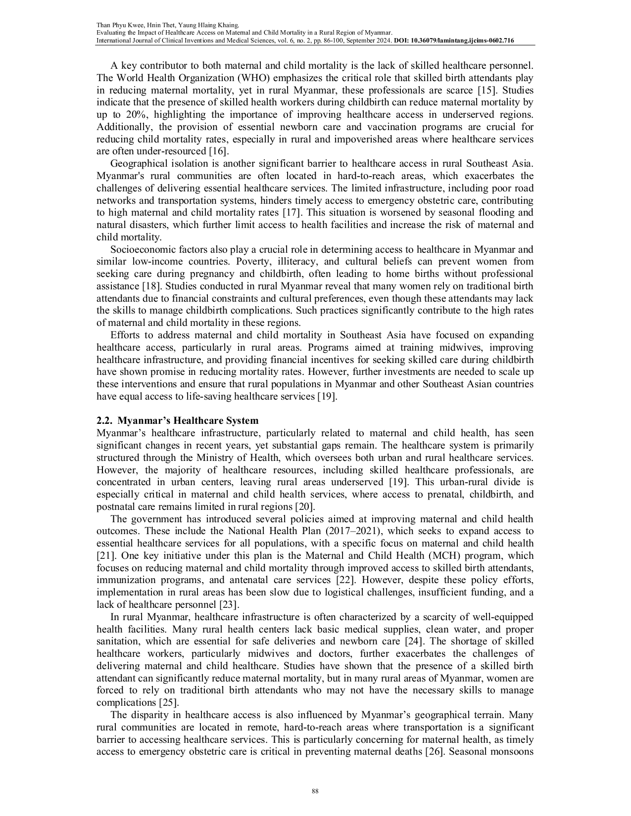 JURIS Evaluating the Impact of Healthcare Access on Maternal and Child Mortality in a Rural Region of Myanmar