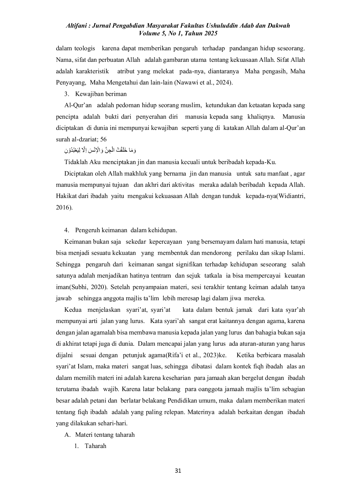 JURIS Membangun SDM unggul melalui internalisasi nilai nilai keagamaan di Desa Koto Dua Lama Kabupaten Kerinci