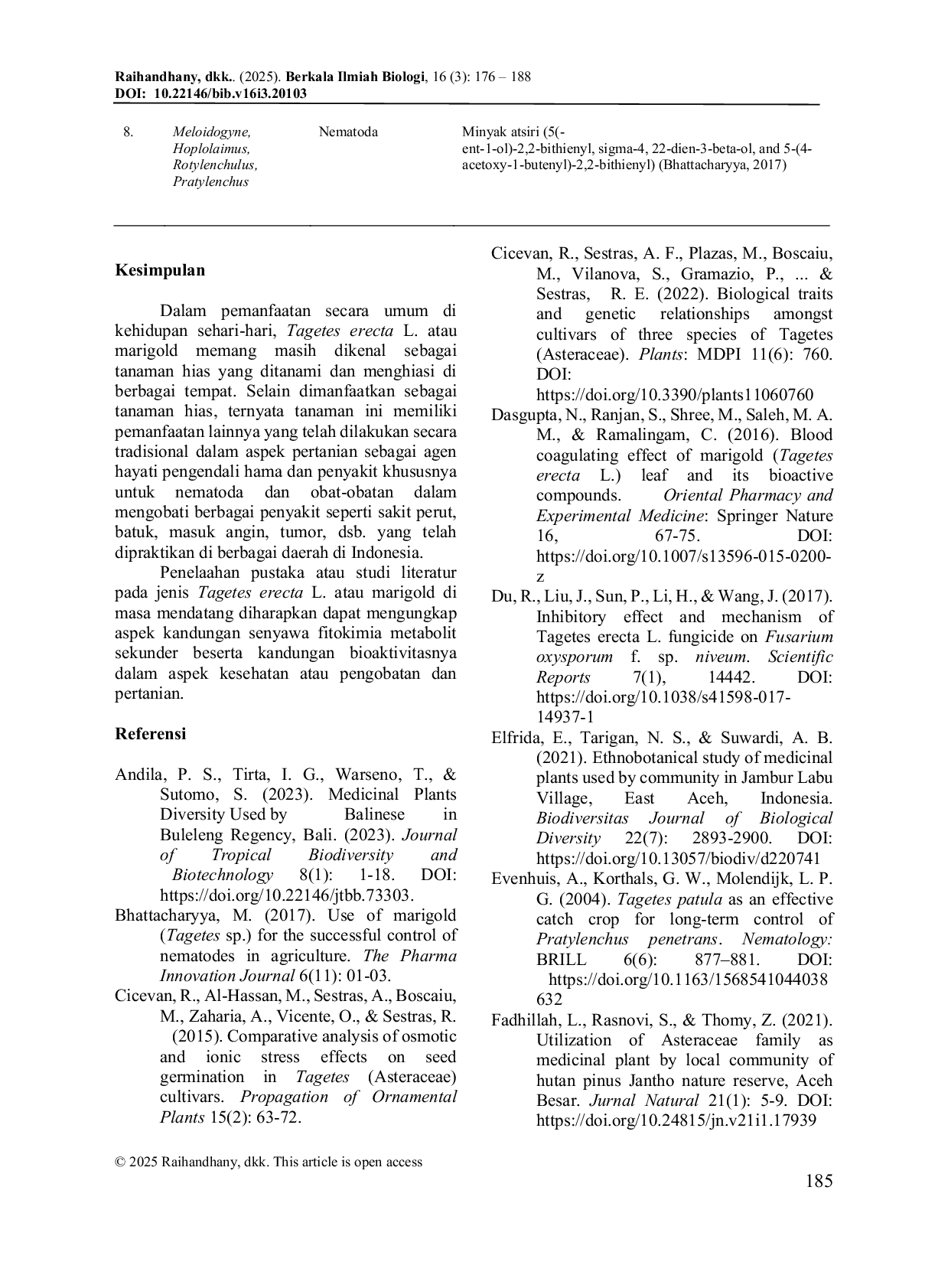 JURIS A Review on The Traditional Utilization of Tagetes erecta L Marigold in The Fields of Agriculture and Medicine in Indonesia