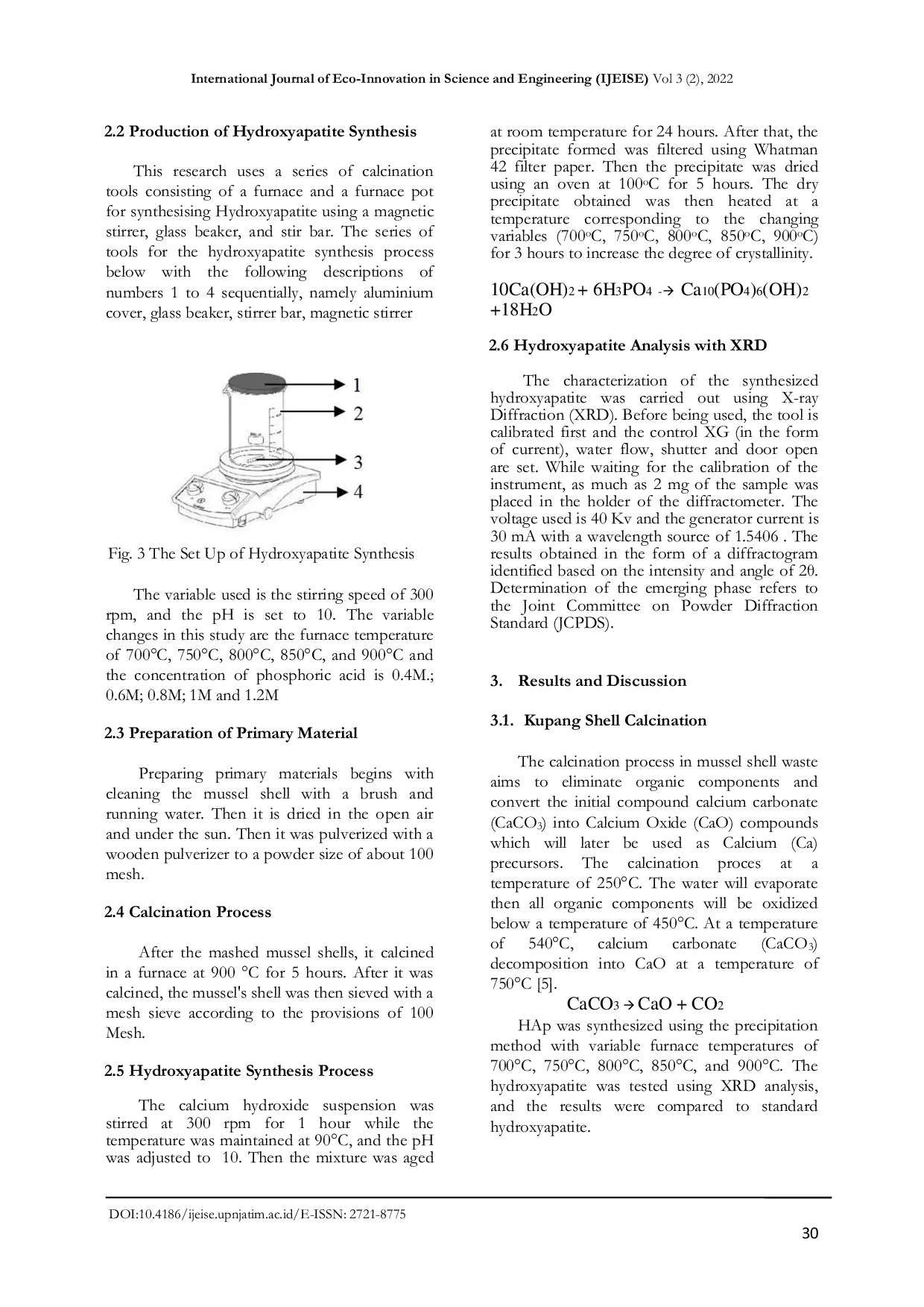 JURIS Synthesis of Hydrosiapatite from Muscle Shell Waste Using The Precipitation Method