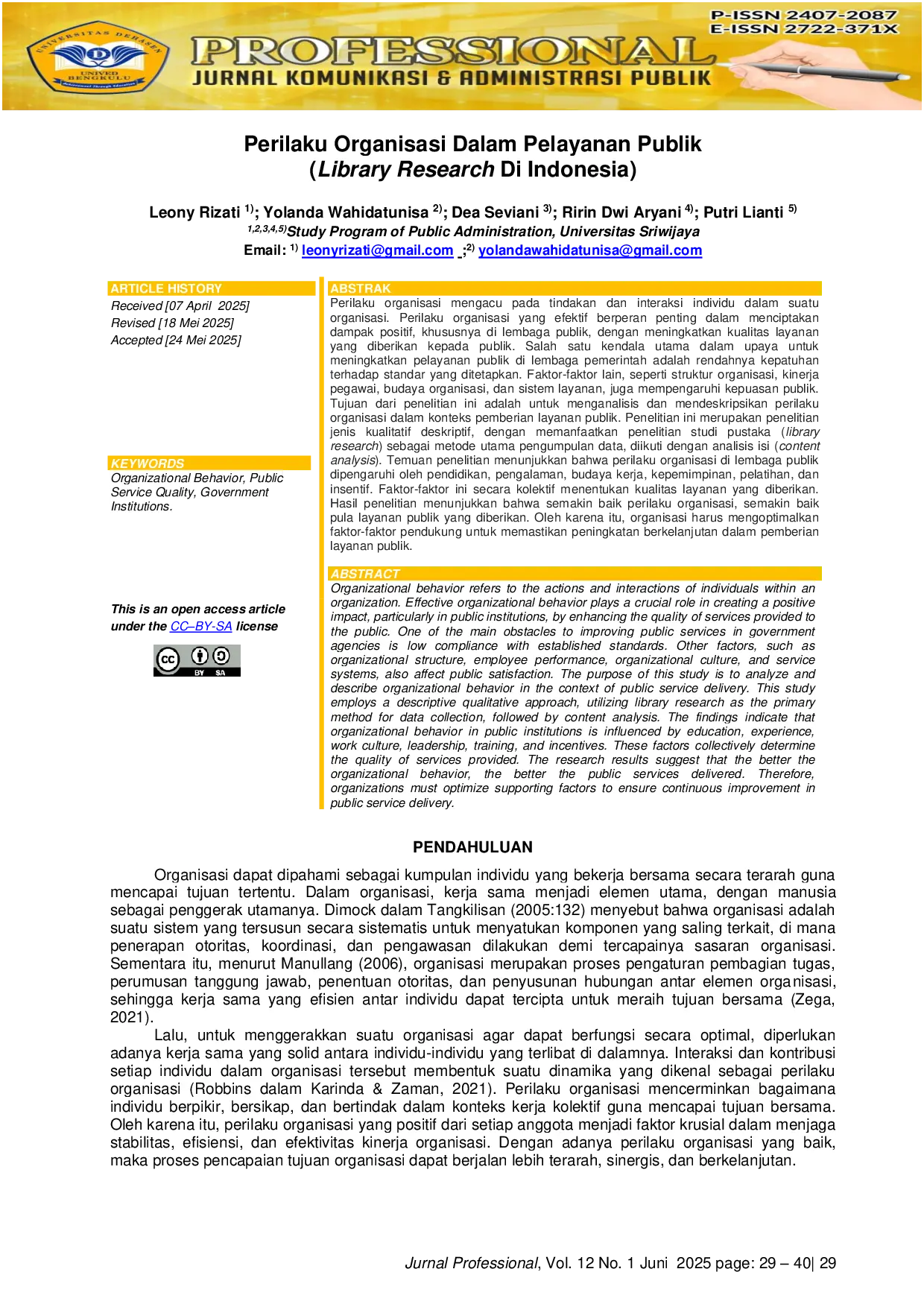 JURIS Perilaku Organisasi Dalam Pelayanan Publik Library Research Di Indonesia