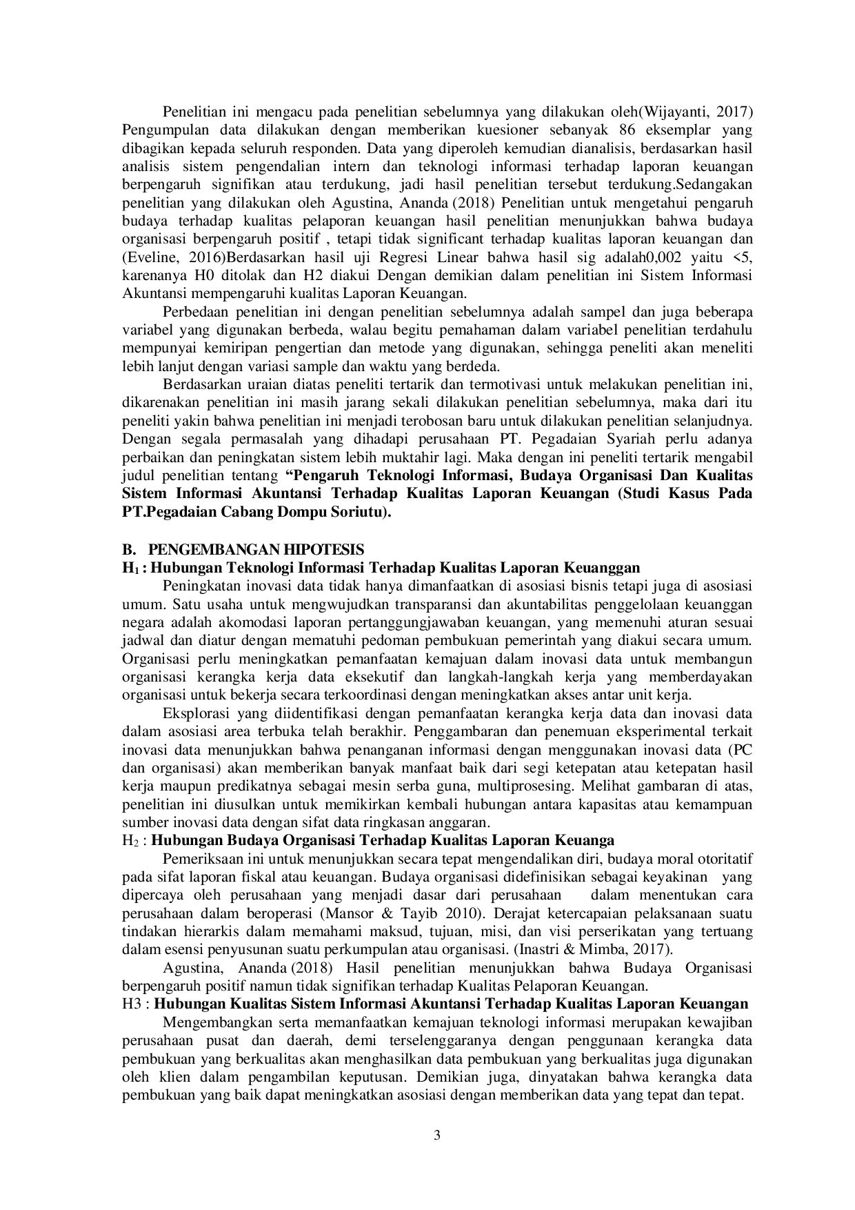 JURIS Pengaruh Teknologi Informasi Budaya Organisasi dan Kualitas Sistem Informasi Akuntansi Terhadap Kualitas Laporan Keuangan Studi Kasus PT Pegadaian Cabang Dompu Soriutu