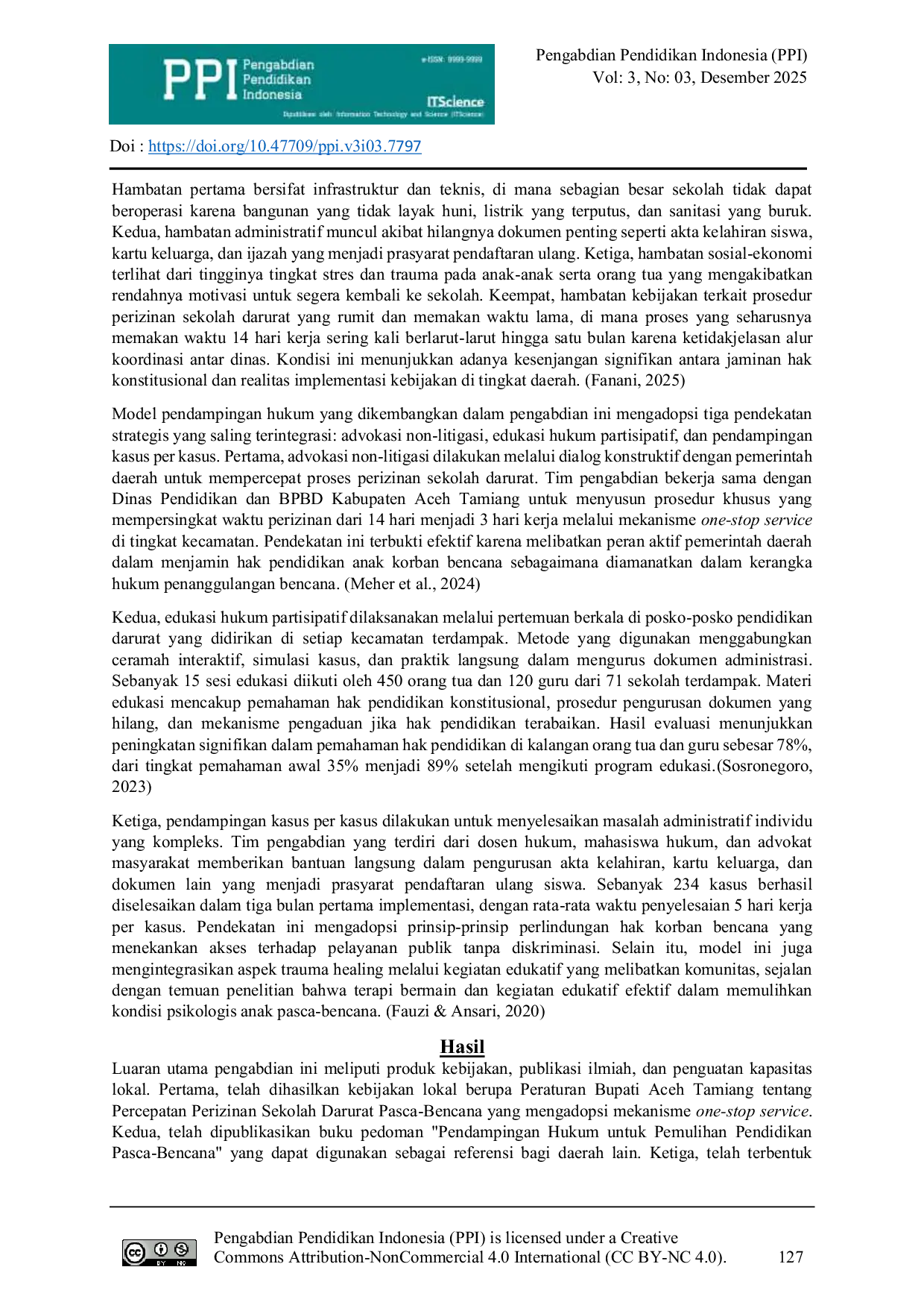 JURIS Perbaikan Akses Pendidikan Pasca Banjir Model Pendampingan Hukum untuk Anak Sekolah di Aceh Tamiang