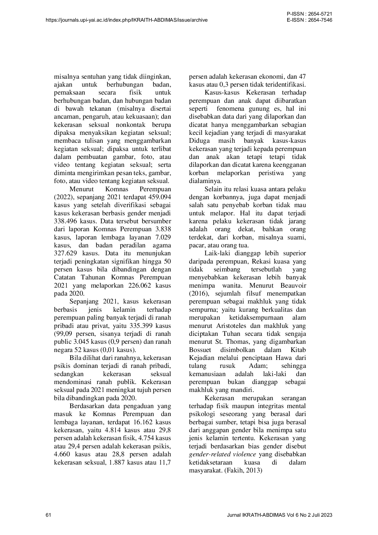 JURIS Pemahaman Kelompok Masyarakat di Kelurahan Pancoran Mas Kota Depok terhadap Undang Undang Tindak Pidana Kekerasan Seksual