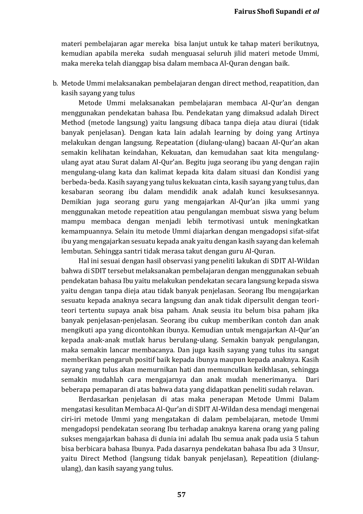 JURIS Application of the Ummi Method in Overcoming Difficulties in Reading the Quran