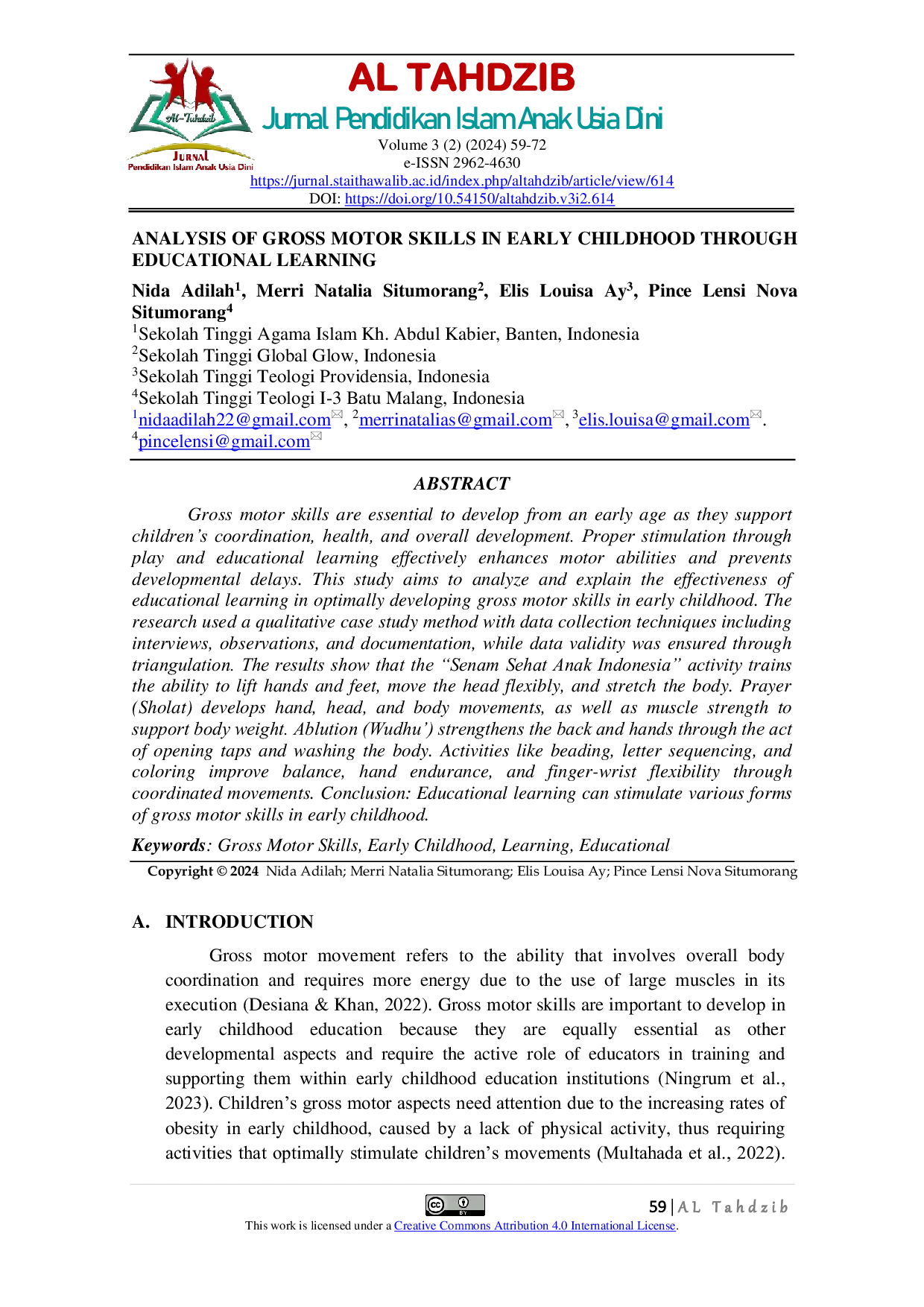 JURIS Analysis of Gross Motor Skills in Early Childhood Through Educational Learning