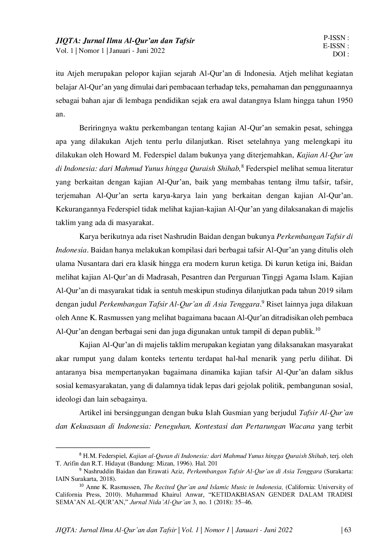 JURIS Tren Kajian Tafsir Al Qur an Di Betawi Dalam Merespon Peristiwa Politik Di Indonesia