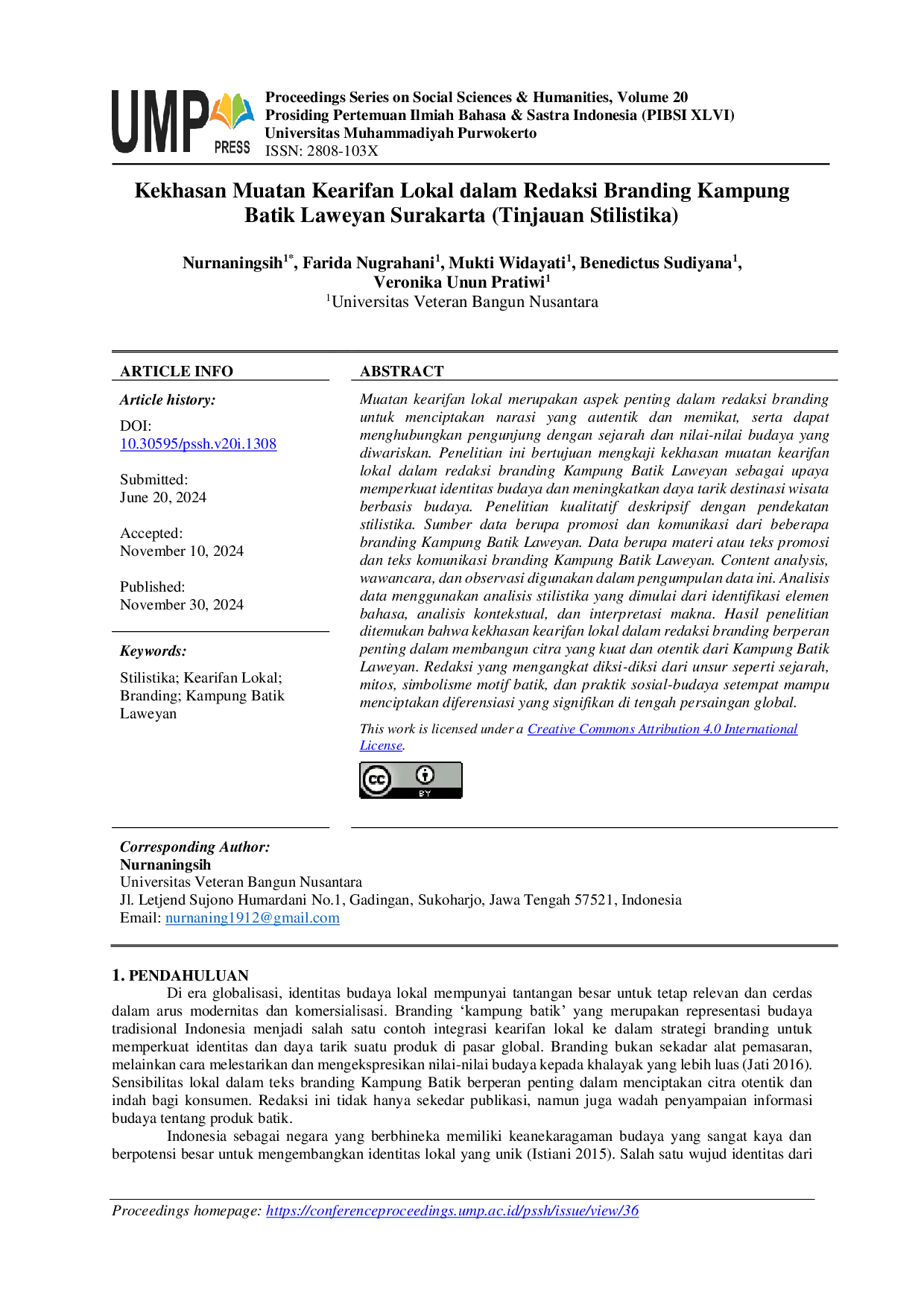 JURIS Kekhasan Muatan Kearifan Lokal dalam Redaksi Branding Kampung Batik Laweyan Surakarta Tinjauan Stilistika