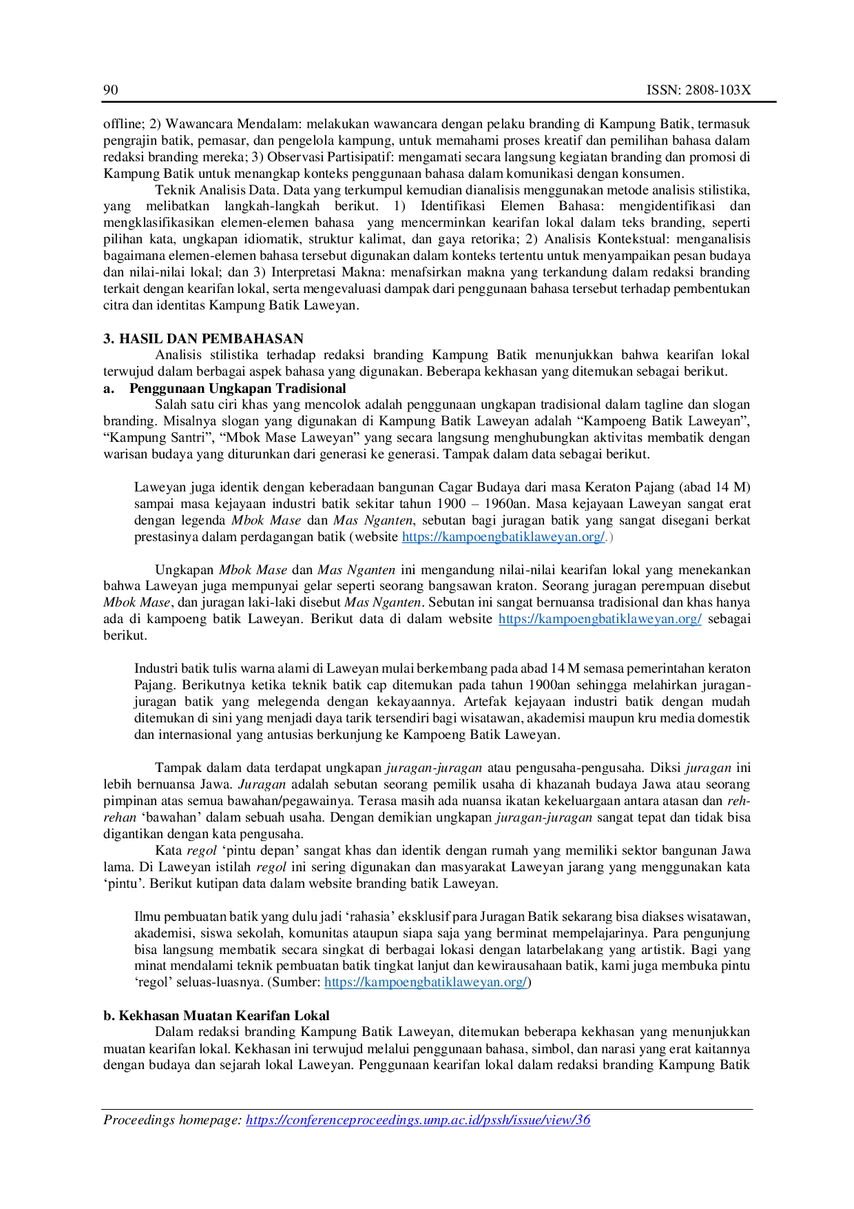 JURIS Kekhasan Muatan Kearifan Lokal dalam Redaksi Branding Kampung Batik Laweyan Surakarta Tinjauan Stilistika