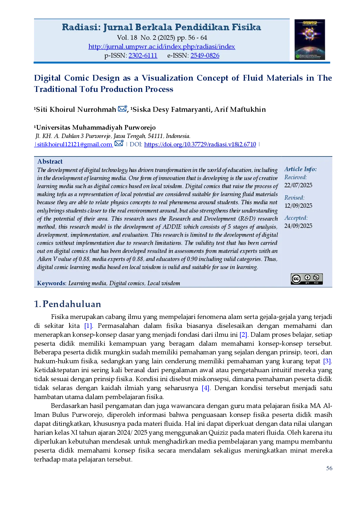 juris Digital Comic Design as a Visualization Concept of Fluid Materials in The Traditional Tofu Production Process
