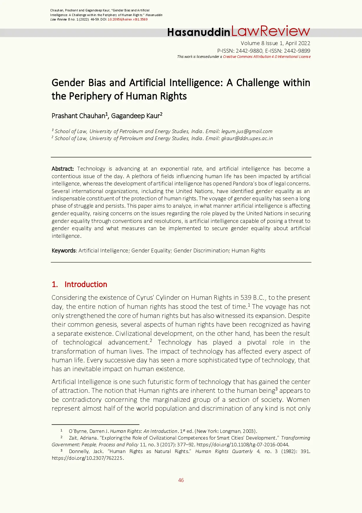 juris Gender Bias and Artificial Intelligence A Challenge within the Periphery of Human Rights