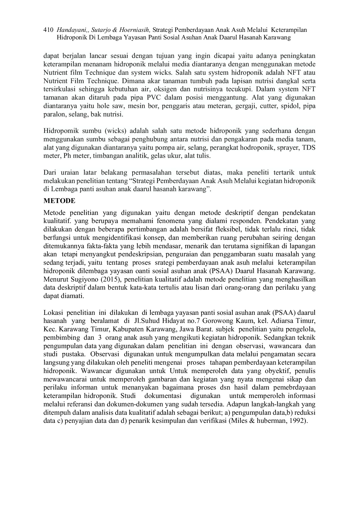 JURIS Strategi Pemberdayaan Anak Asuh Melalui Keterampilan Hidroponik Di Lembaga Yayasan Panti Sosial Asuhan Anak Daarul Hasanah Karawang