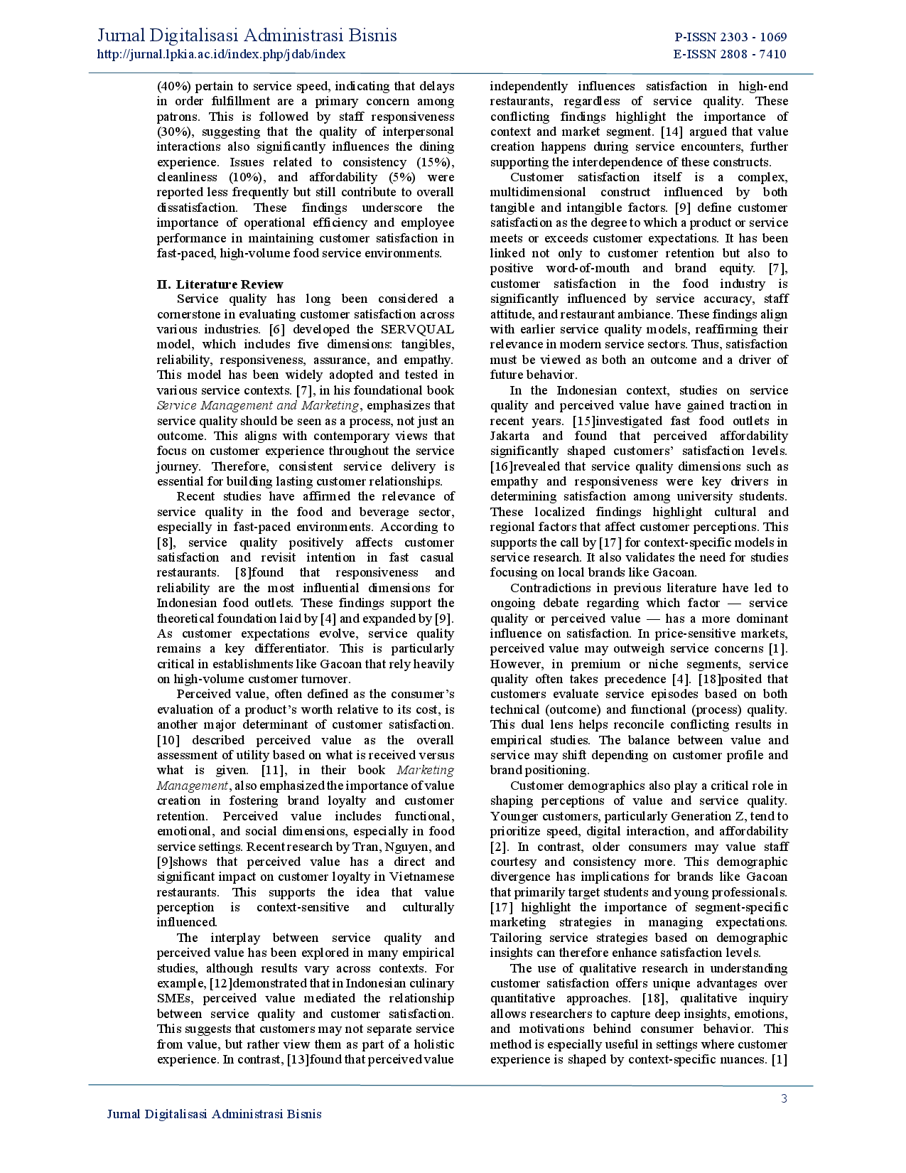 juris The Influence of Service Quality and Perceived Value on Customer Satisfaction A Study of Gacoan Noodles Buah Batu Bandung