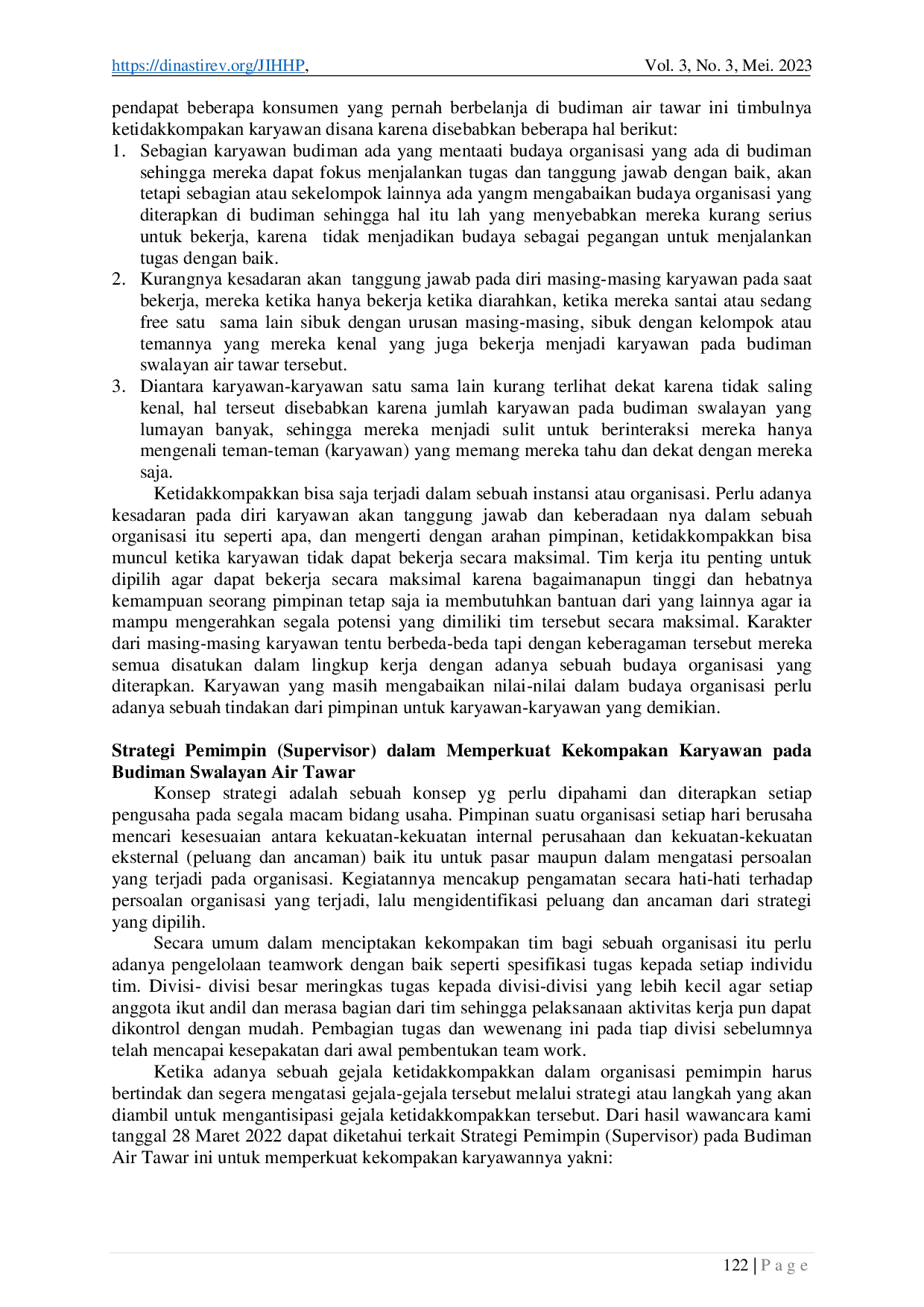 juris Strategi Pemimpin dalam Memperkuat Kekompakan Karyawan pada Budiman Swalayan Padang Air Tawar