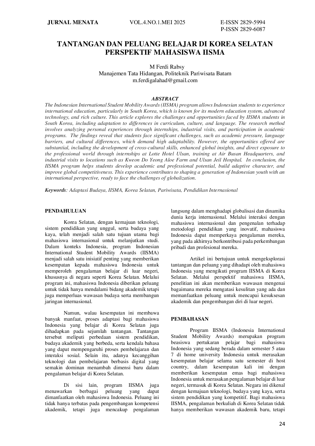 JURIS Tantangan Dan Peluang Belajar Di Korea Selatan Perspektif Mahasiswa Iisma