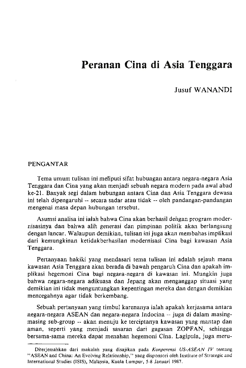 JURIS Peranan Cina di Asia Tenggara