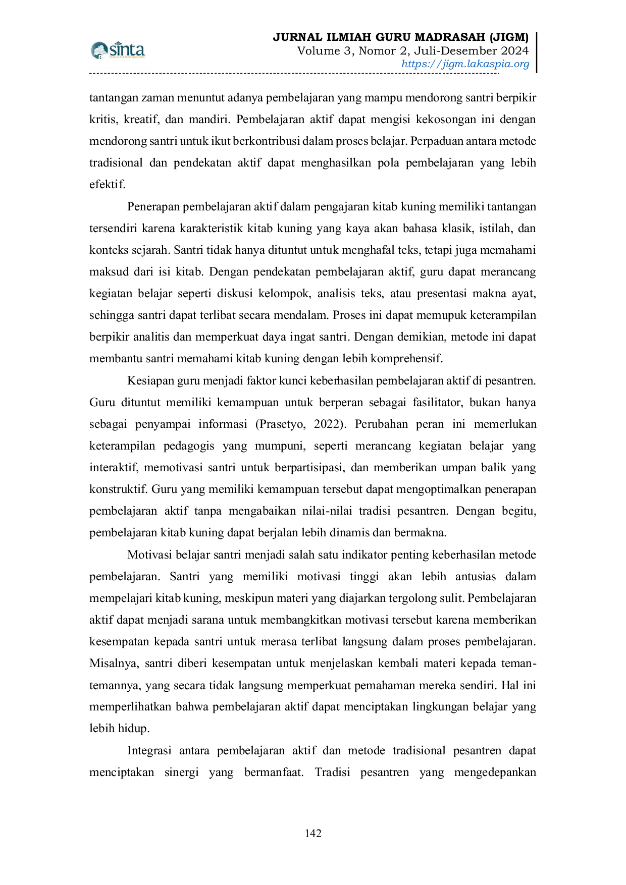 JURIS Evaluasi Pembelajaran Aktif dalam Meningkatkan Motivasi Belajar Kitab Kuning Santriwati di Dayah MUDI Mesjid Raya Samalanga