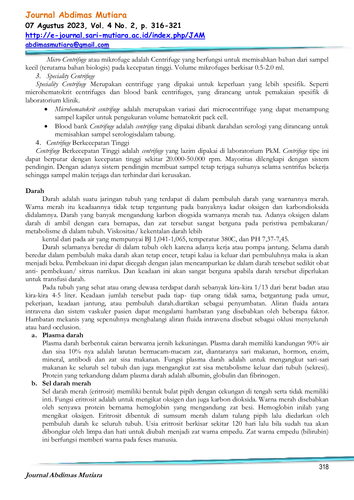 JURIS Sosialisasi Dan Simulasi Kecepatan Putaran Pada Centrifuge Bebasis Arduinonatmega 328p