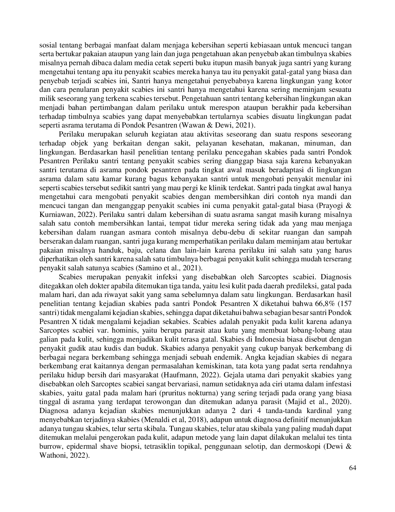 JURIS THE RELATIONSHIP BETWEEN KNOWLEDGE AND BEHAVIOR WITH THE INCIDENCE OF SCABIES