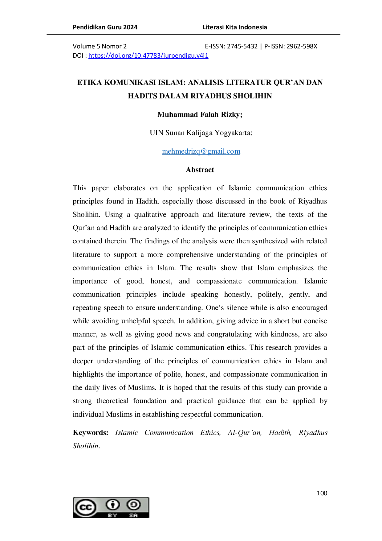 JURIS Etika Komunikasi Islam Analisis Literatur Qur an dan Hadits dalam Riyadhus Sholihin