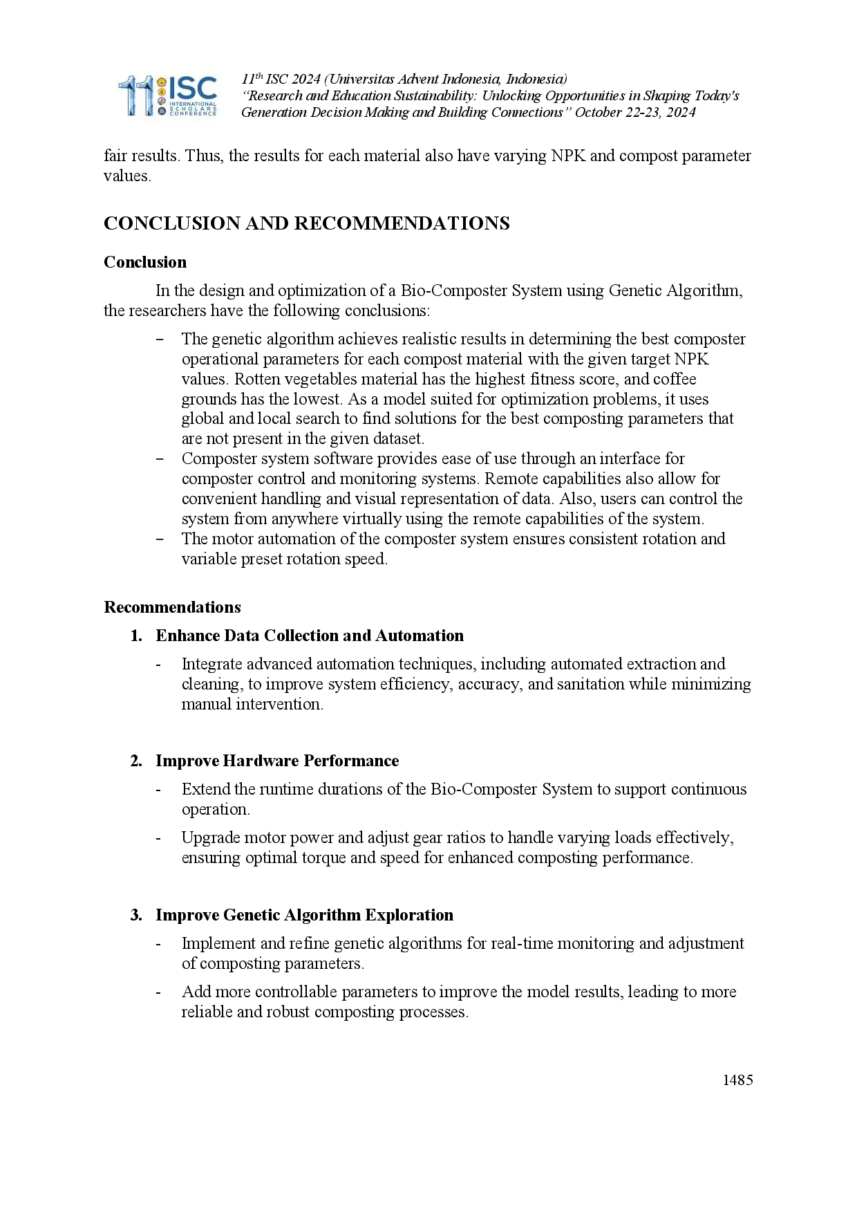 juris Design and Optimization of a Bio Composter System Using Genetic Algorithm