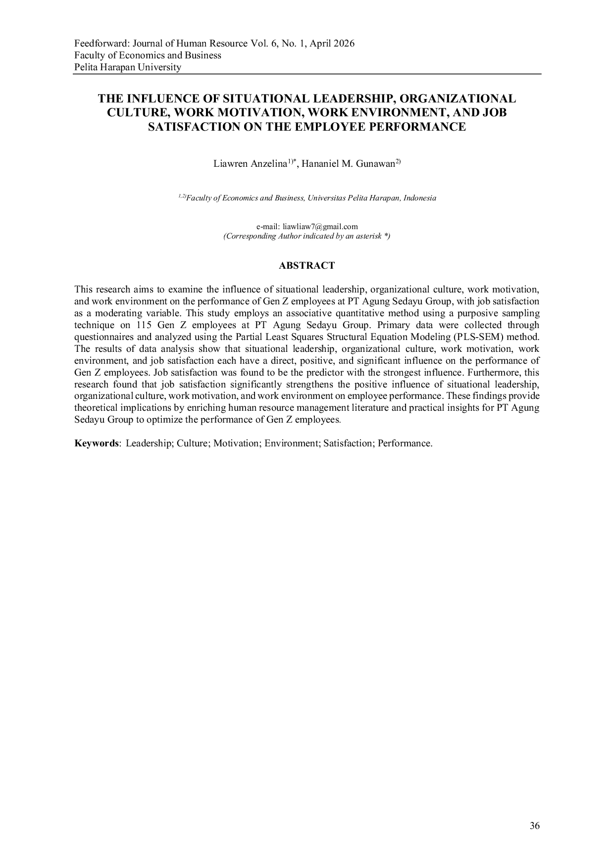 JURIS The Influence of Situational Leadership Organizational Culture Work Motivation Work Environment and Job Satisfaction on the Employee Performance