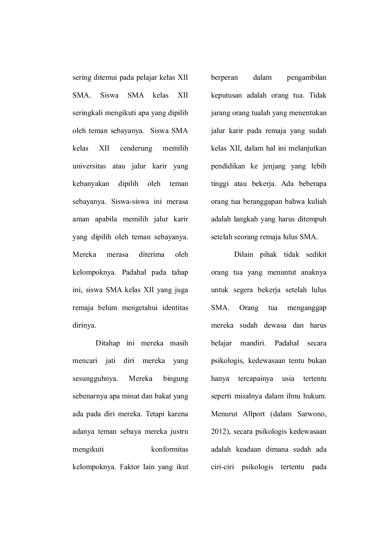 JURIS Pengaruh Kontrol Diri terhadap Pengambilan Keputusan pada Pelajar Kelas XII SMA Negeri 1 Tenggarong Skripsi 2014