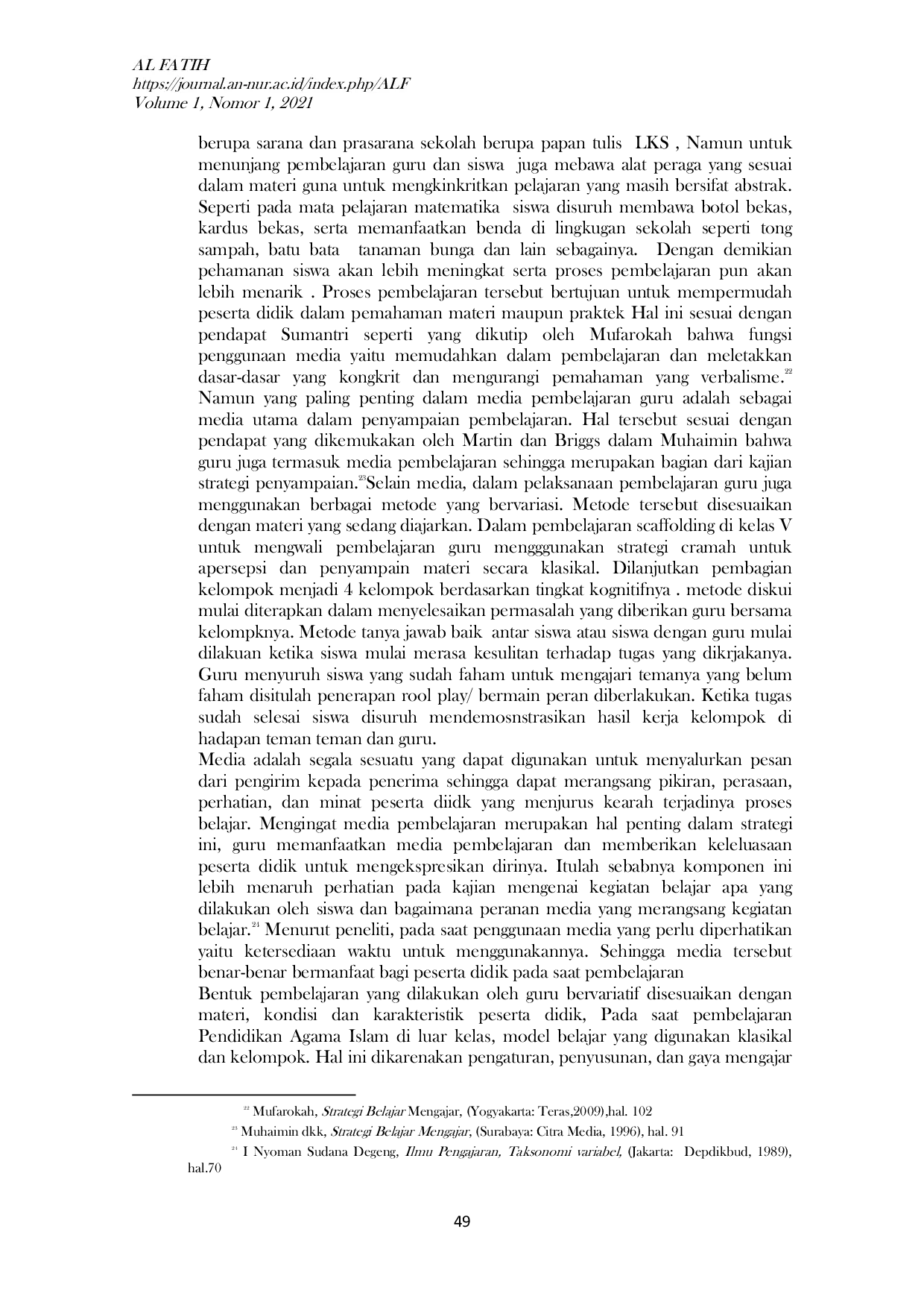 JURIS Strategi Pembelajaran Scaffolding Dalam Membentuk Kemandirian Belajar Siswa