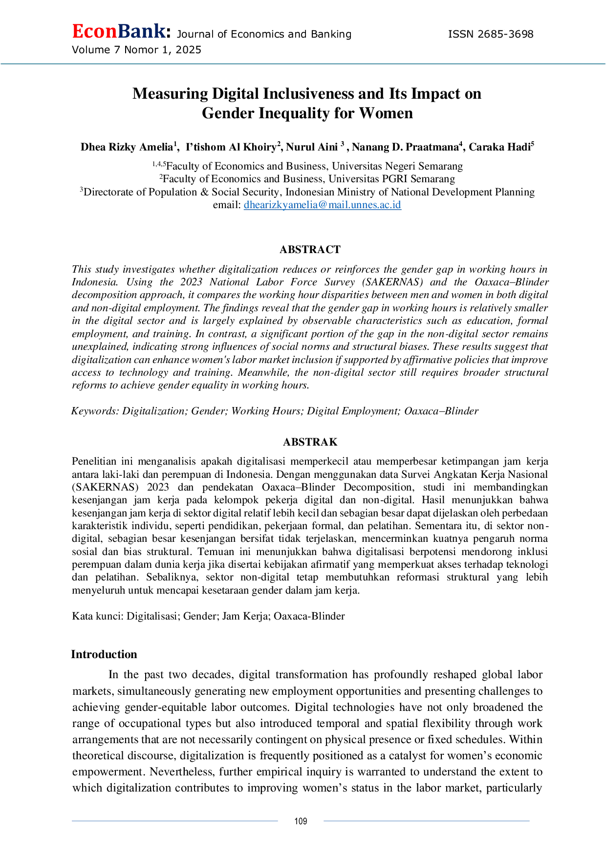 JURIS Measuring Digital Inclusiveness and Its Impact on Gender Inequality for Women