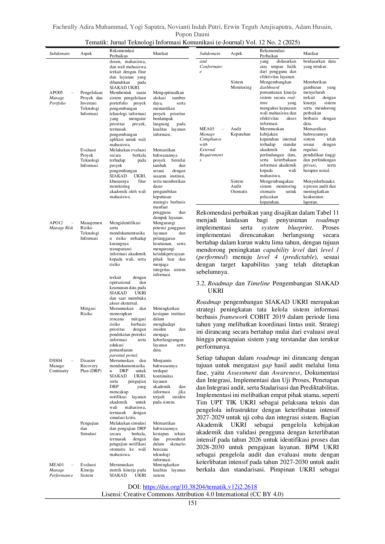 JURIS Implementasi Framework COBIT 2019 Pada Audit Sistem Informasi Akademik Universitas Kebangsaan Republik Indonesia