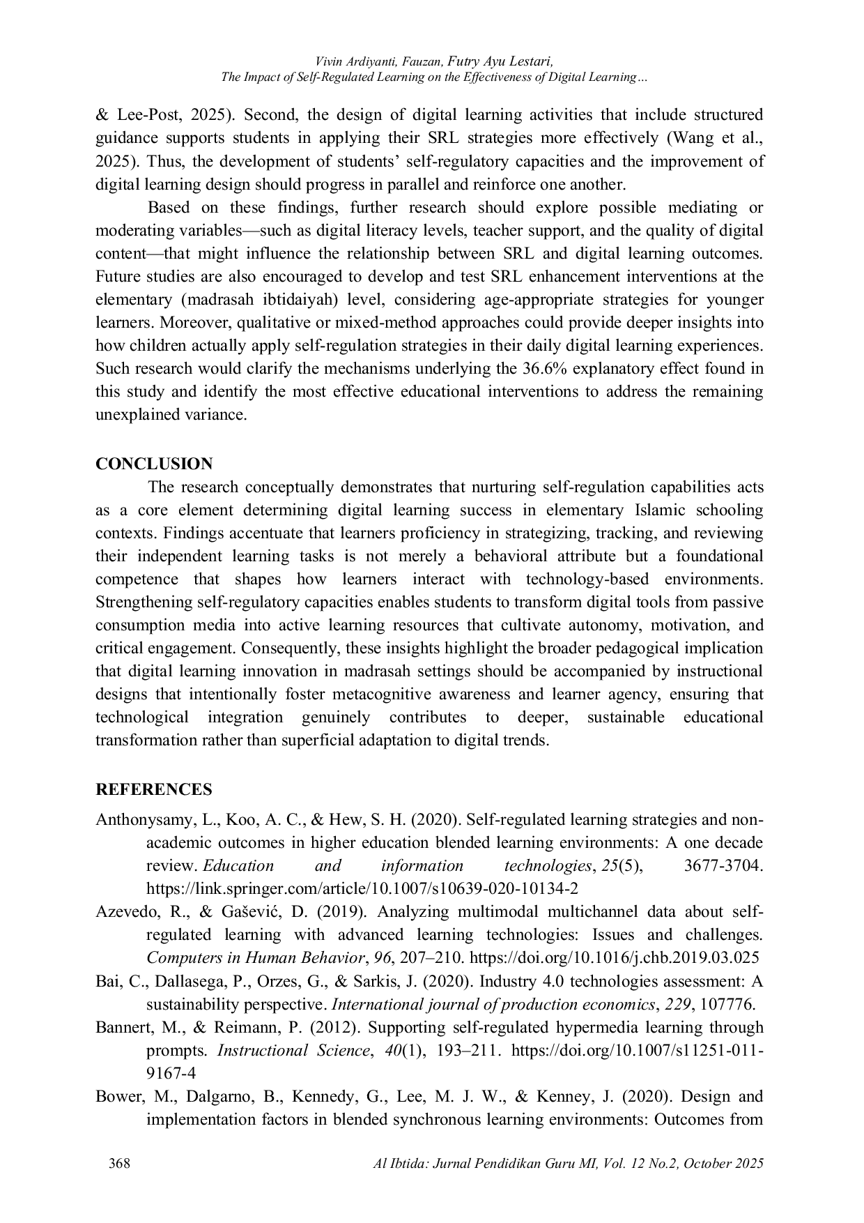 JURIS The Impact of Self Regulated Learning on the Effectiveness of Digital Learning A Study on Madrasah Ibtidaiyah Students