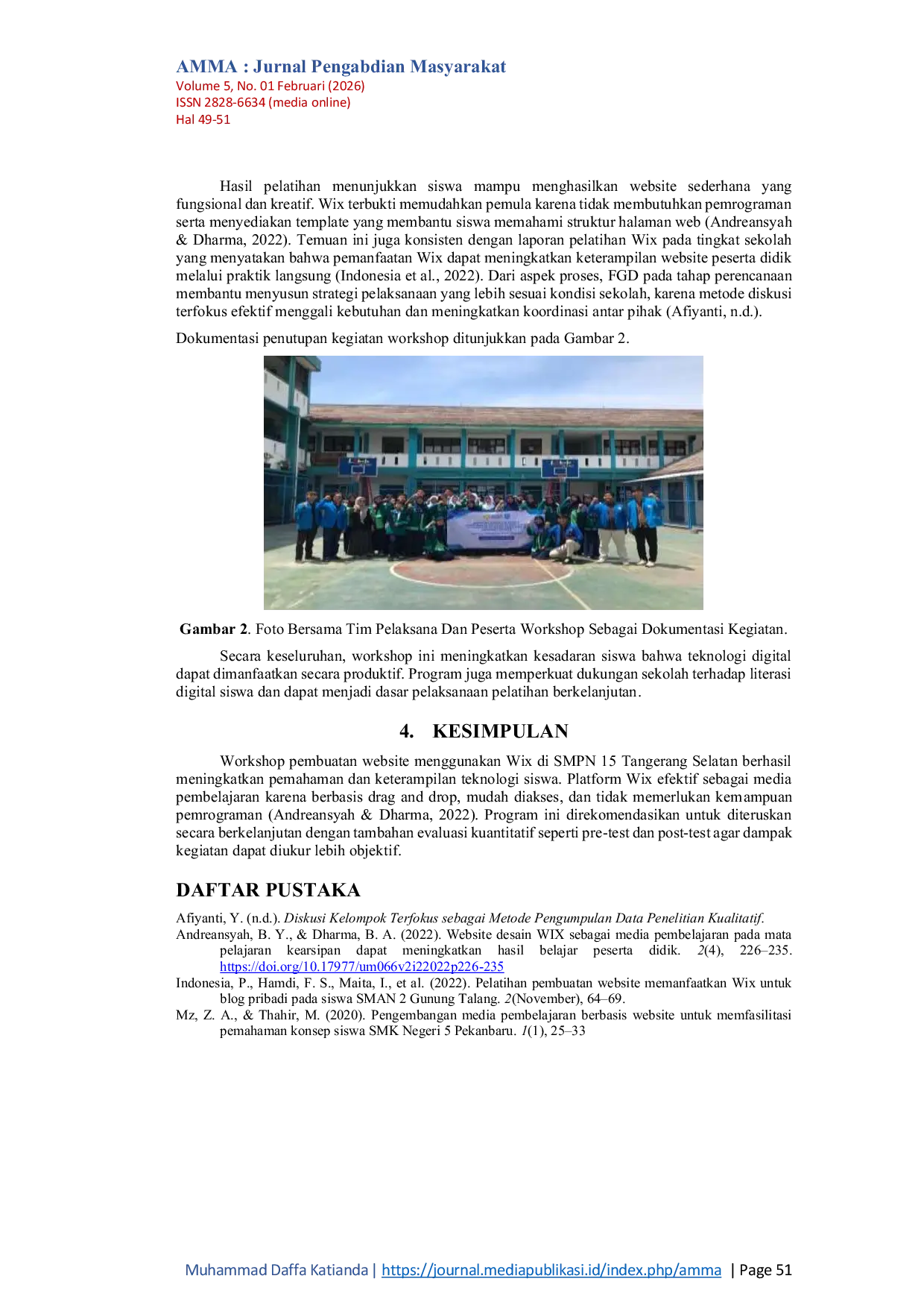 JURIS Workshop Pembuatan Website Menggunakan Wix Untuk Meningkatkan Keterampilan Teknologi Siswa Smp 15 Tangerang Selatan