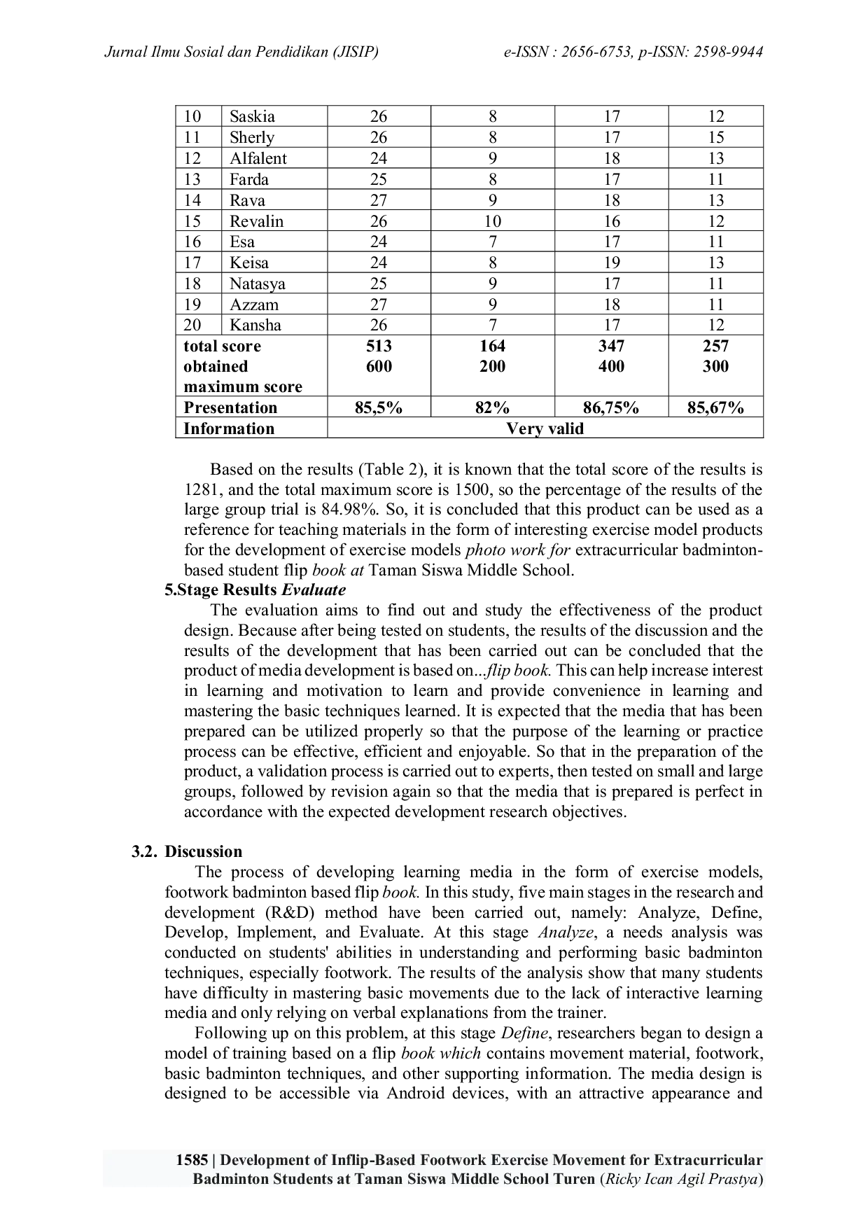 JURIS Development of Inflip Based Footwork Exercise Movement for Extracurricular Badminton Students at Taman Siswa Middle School Turen