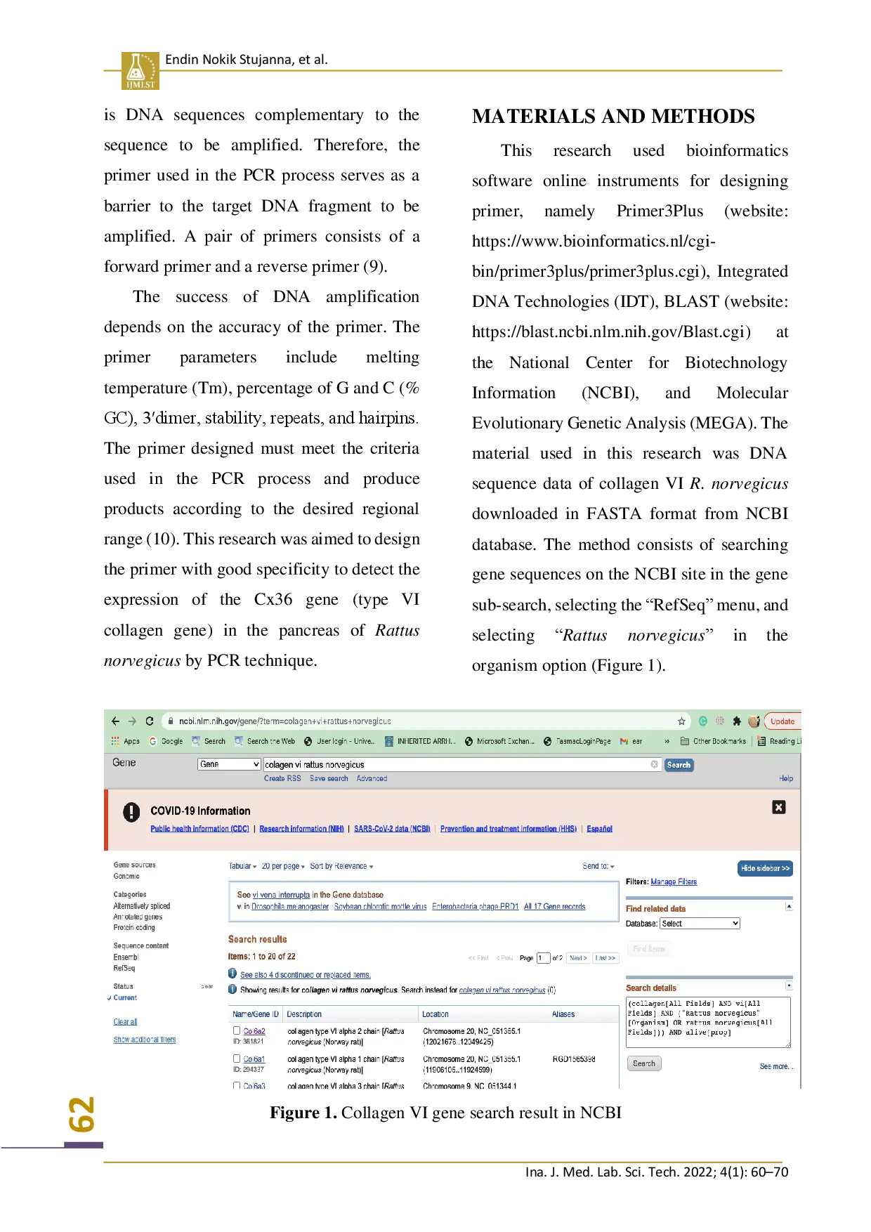 juris Collagen VI Specific Primer Design Identification in Rats Rattus norvegicus Pancreas