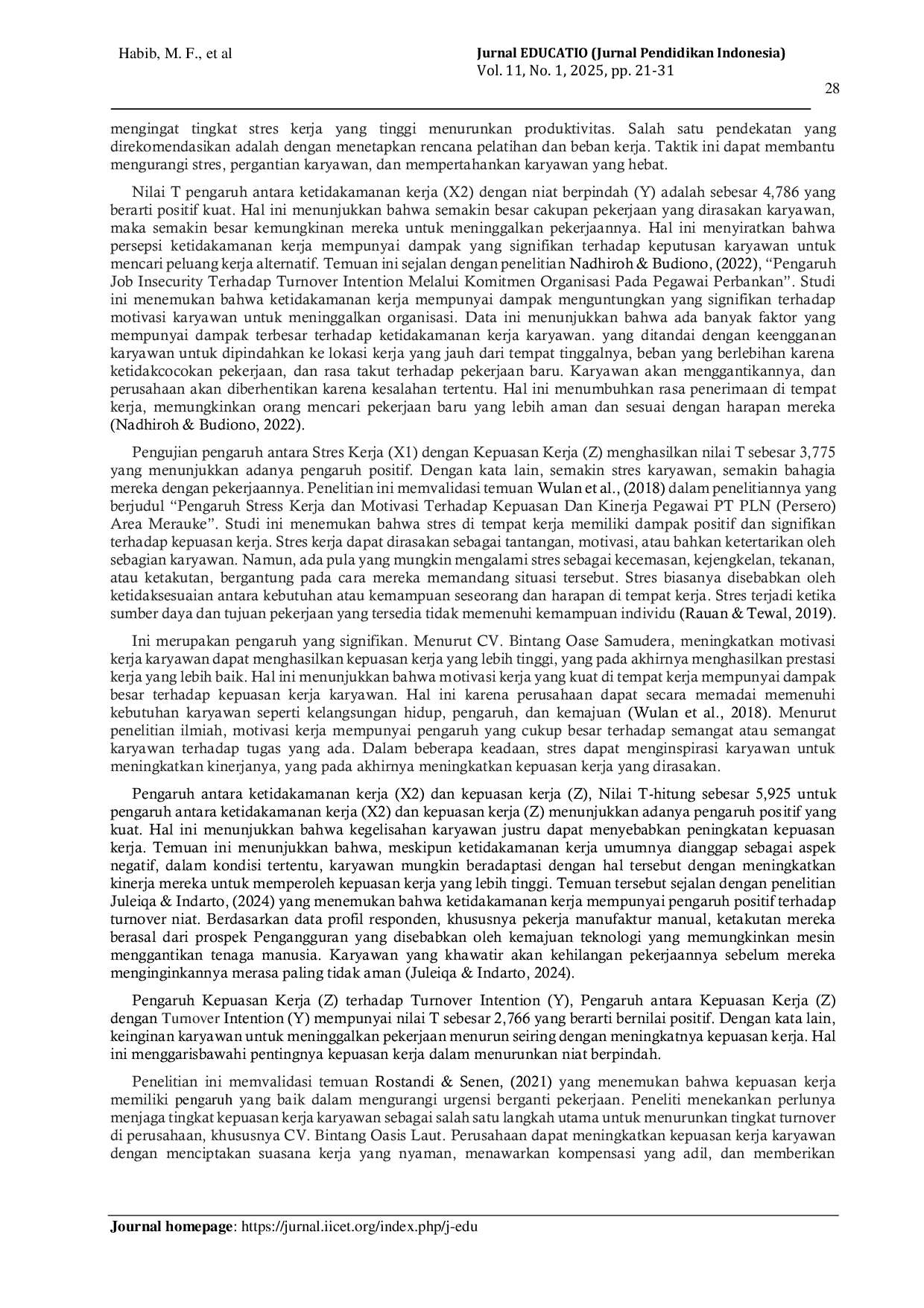 JURIS Pengaruh stres kerja dan job insecurity terhadap turnover intention dengan kepuasan kerja sebagai variable intervening