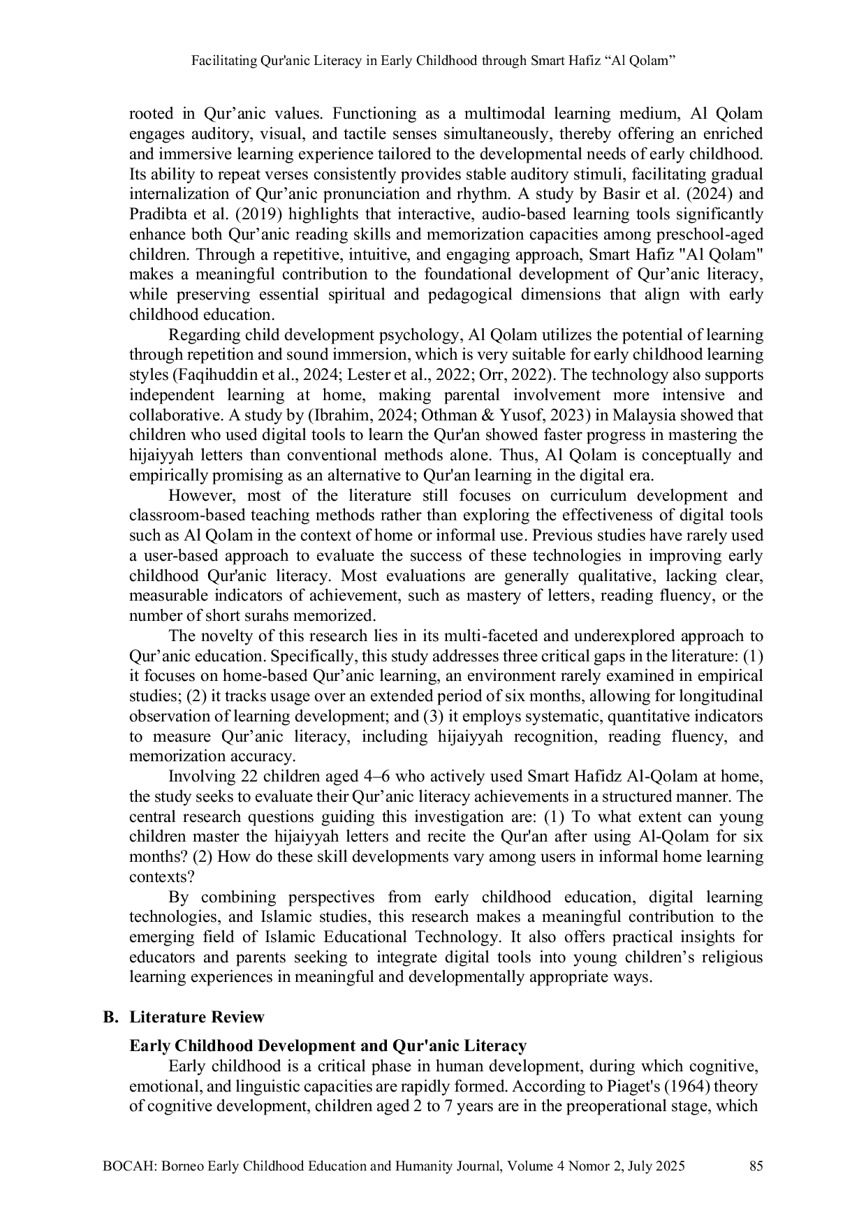 JURIS Facilitating Qur anic Literacy in Early Childhood through Smart Hafiz Al Qolam