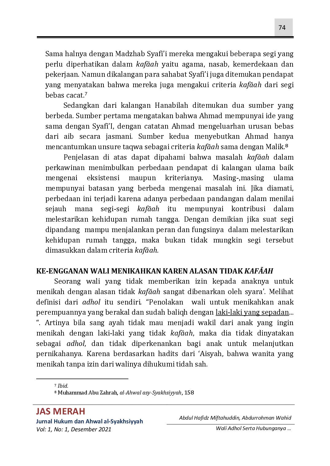 juris Wali Adhal Serta Hubunganya Dengan Konsep KafAah