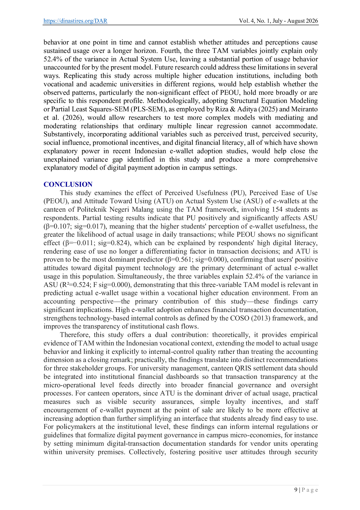 JURIS Digital Payment Acceptance in Higher Education A Technology Acceptance Model Analysis from an Accounting Perspective