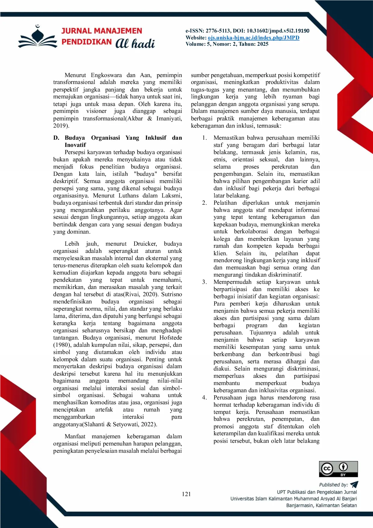 JURIS Kepemimpinan Transformasional Dalam Membangun Budaya Organisasi Yang Inklusif Dan Inovatif