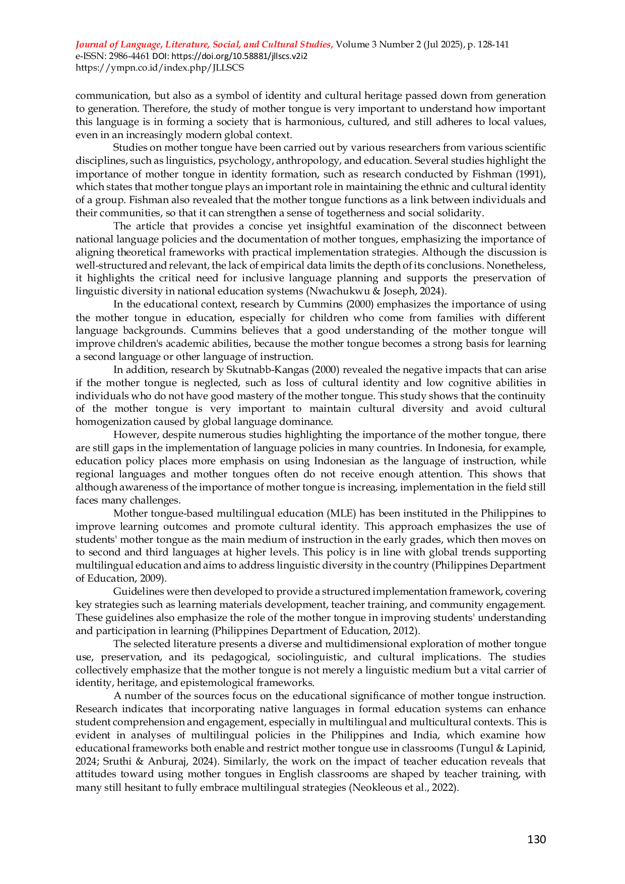 JURIS Preserving mother tongues remains crucial for cultural identity and diversity amid the homogenizing forces of globalized educational systems